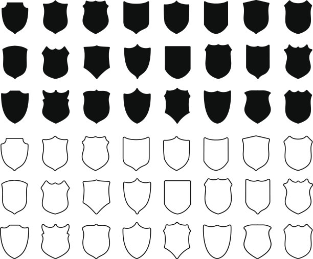 在白色背景上孤立的大型护盾素材图片