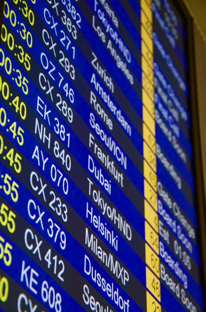 香港机场的抵港及离港显示图片下载