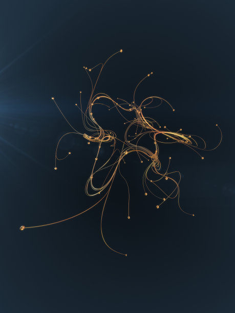 抽象的金色闪亮的形状在一个深蓝色的背景3d图片下载