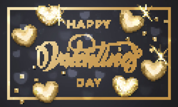 情人节快乐，金心贺卡素材图片