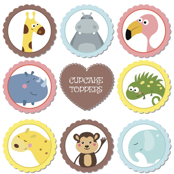 一组标签与动物主题。图片下载