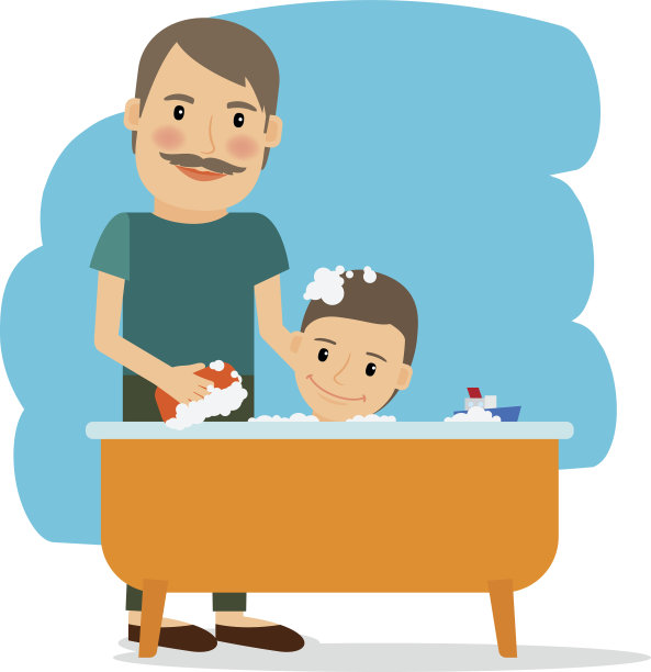 父亲和儿子在洗澡图片下载