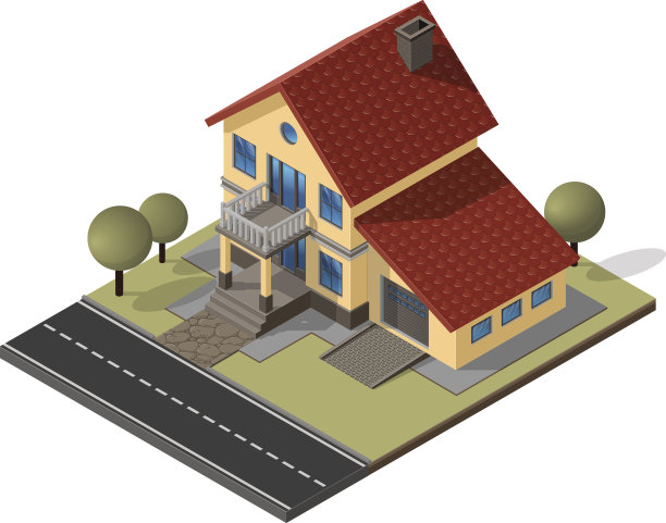 小屋等距矢量EPS10图片下载