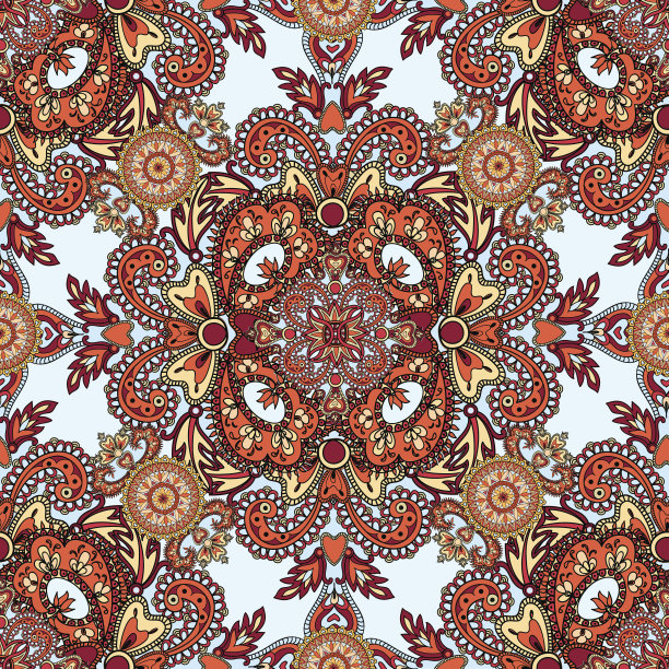 花卉几何无缝图案。抽象的阿拉伯语背景。素材图片