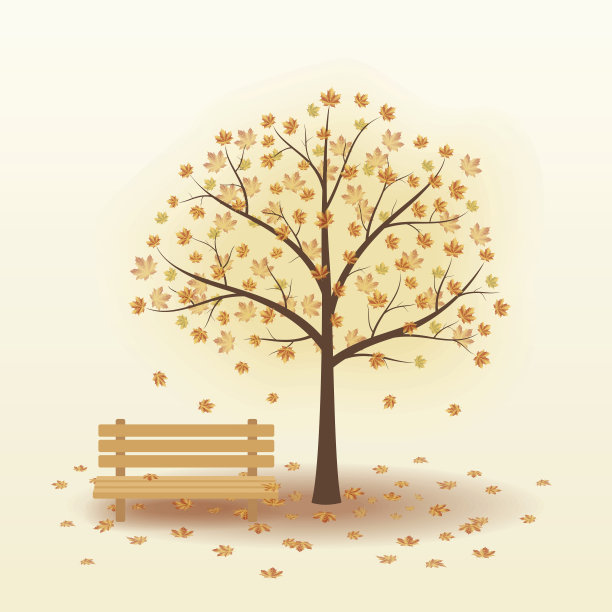 树,公园的长椅上,。图片下载