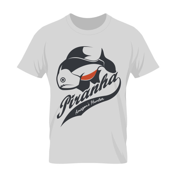 复古食人鱼旧垃圾效应t恤印花图片下载