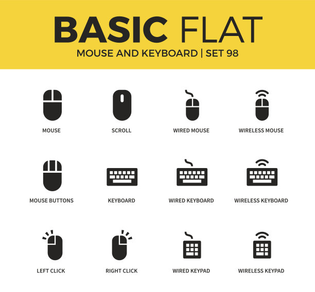 基本的鼠标和键盘图标集素材图片