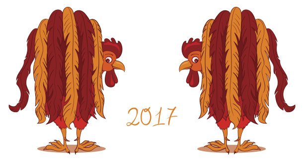 红公鸡，在中国日历上象征2017年图片下载