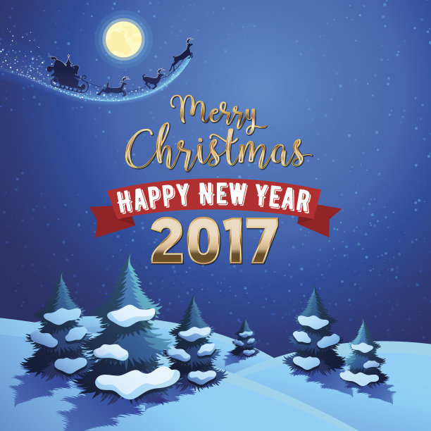 圣诞老人雪橇的圣诞自然景观图片下载