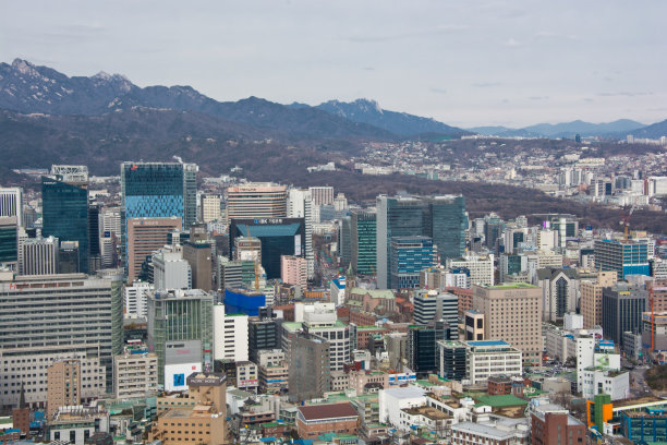 首尔城市景观鸟瞰图图片下载