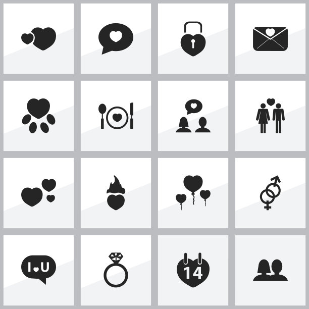 一套16可编辑的激情图标。图片下载