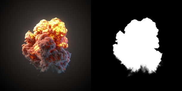 黑色浓烟的大型爆炸3D渲染素材图片