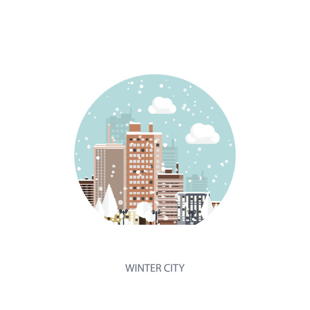 矢量插图。冬天的城市景观。雪的城市。圣诞节和图片下载