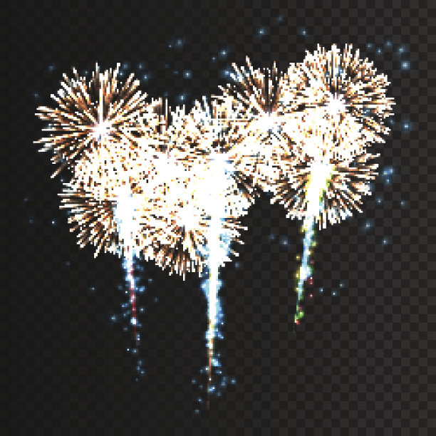 各种形状的节日图案烟花爆炸，闪闪发光的象形文字收藏图片下载