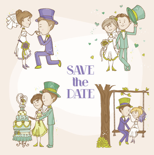 新娘和新郎-婚礼涂鸦集素材图片