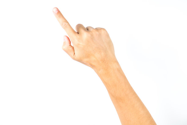 手触摸白色孤立的背景图片下载