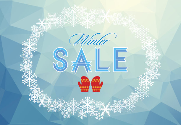 冬季促销海报设计模板。创造性的商业推广载体。图片下载