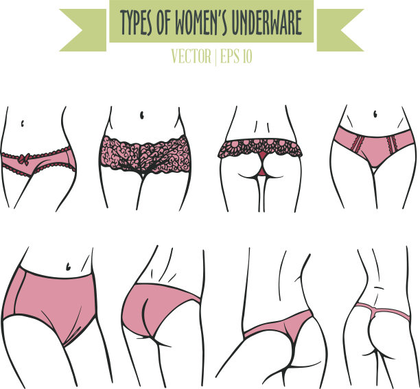 手绘类型的女性内衣在粉红色图片下载