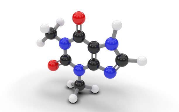 茶碱分子结构模型。图片下载