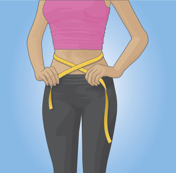 用卷尺测量女性的腰围图片下载