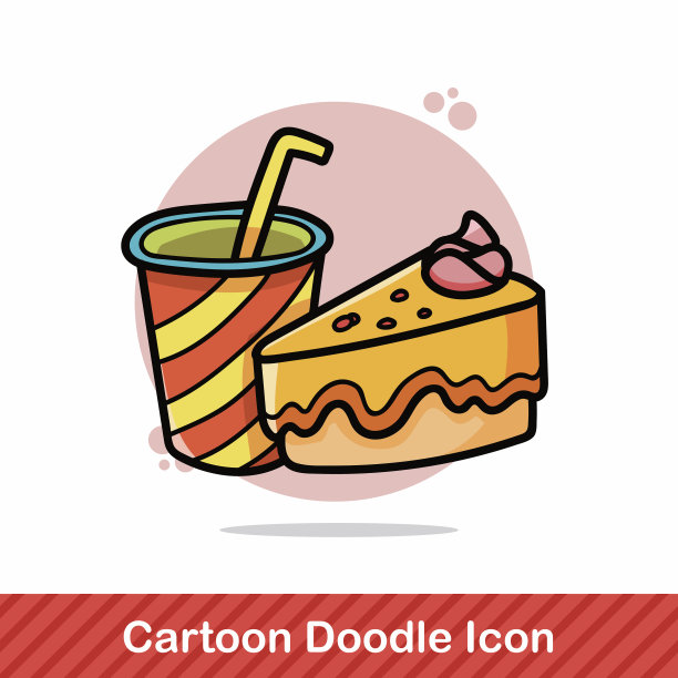 饮料和蛋糕涂鸦图片下载