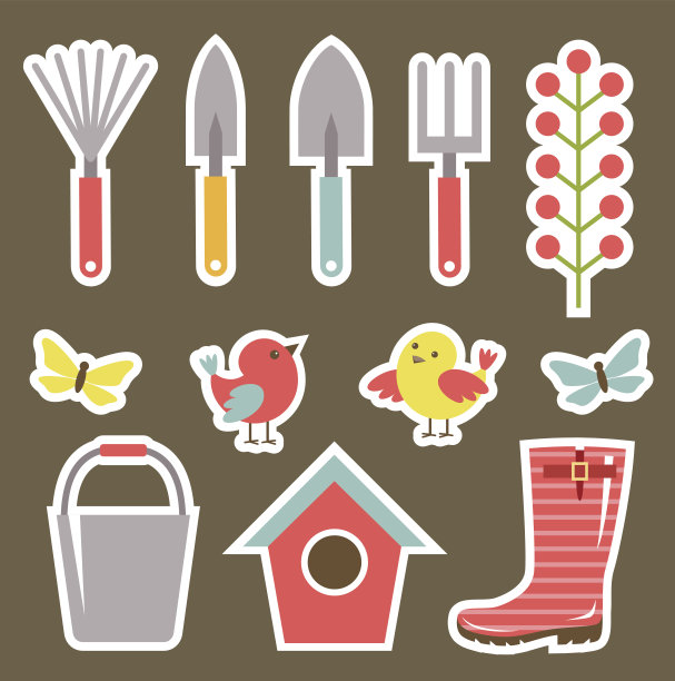 一套花园元素的剪贴簿图片下载