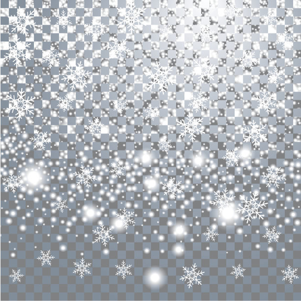 雪花落在透明的背景上图片下载