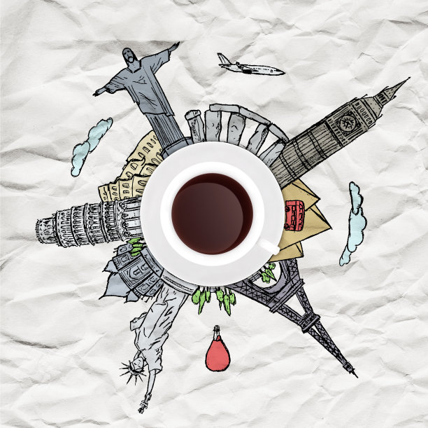 一杯咖啡的旅行概念图片下载