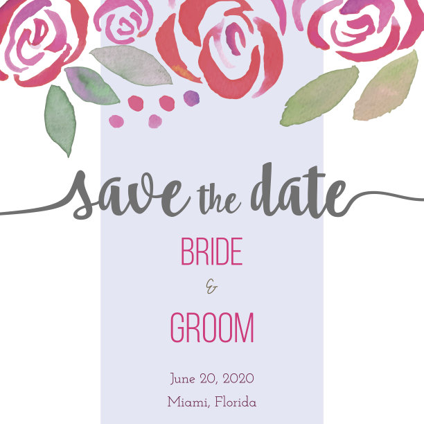 邀请卡与水彩复古玫瑰图片下载