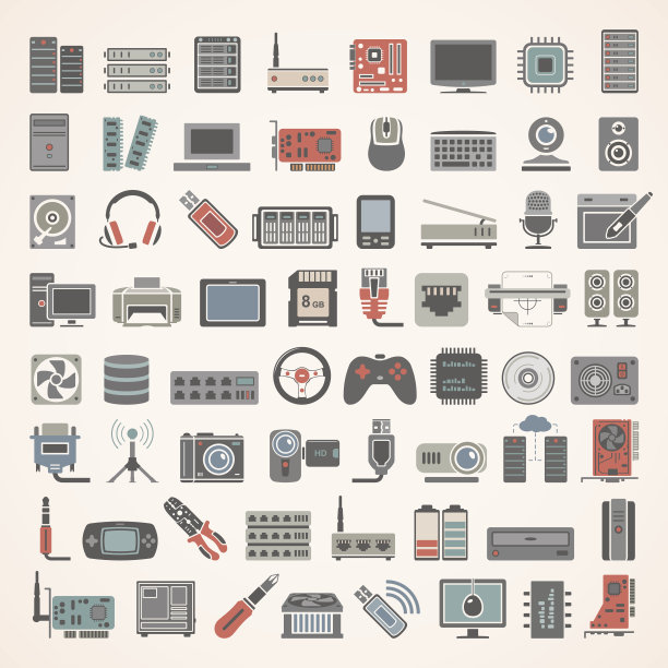 平面图标-网络和计算机硬件图片下载