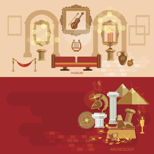 美术馆，博物馆，展览古代文明的旗帜图片下载