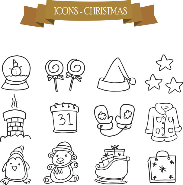 手绘圣诞节日图标图片下载