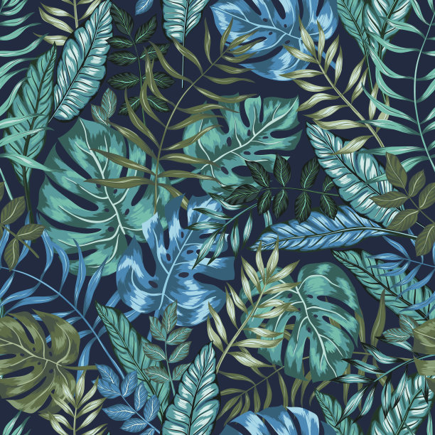 无缝矢量图形艺术热带自然丛林格局素材图片