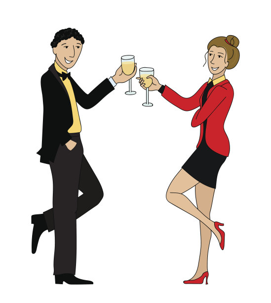 一对碰杯轮廓矢量涂鸦图片下载