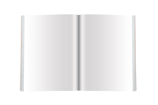 空白杂志散布在白色背景上。图片下载