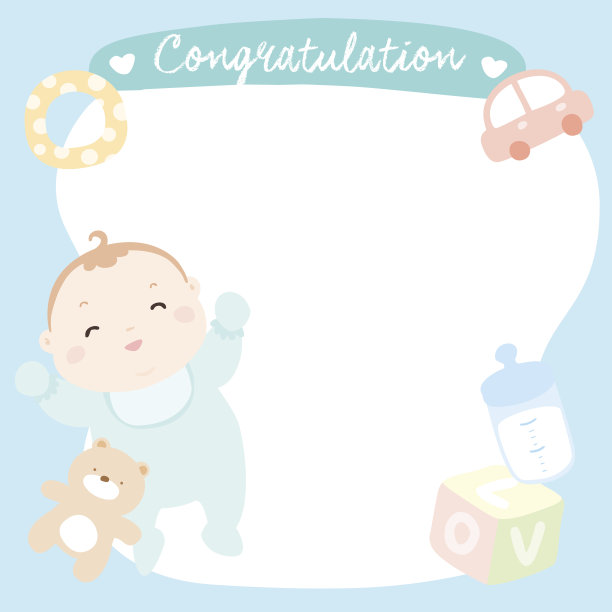 可爱的小男孩空贺卡向量图片下载