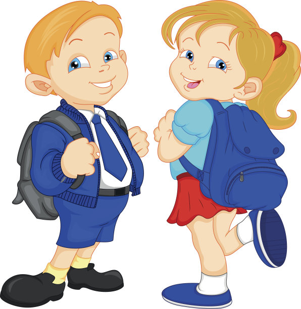 可爱的学校男孩和女孩图片下载