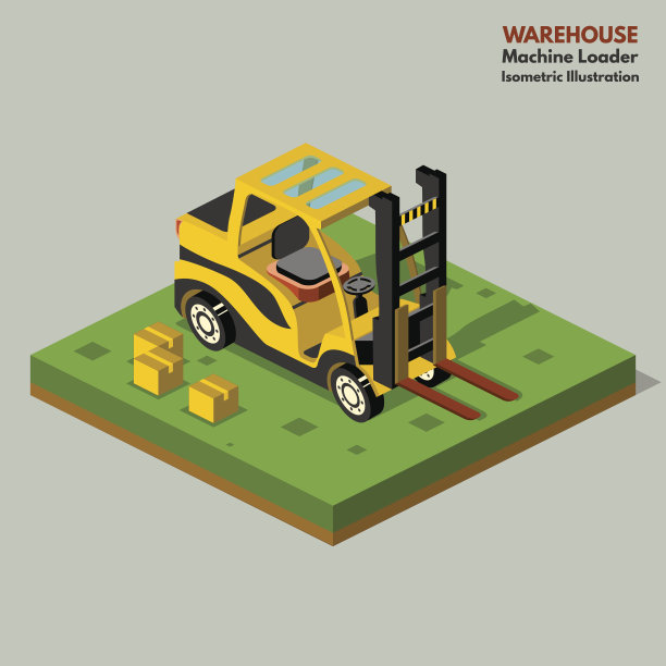 装载机矢量图，等距图图片下载