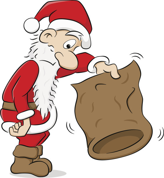 圣诞老人带着一个空袋子图片下载