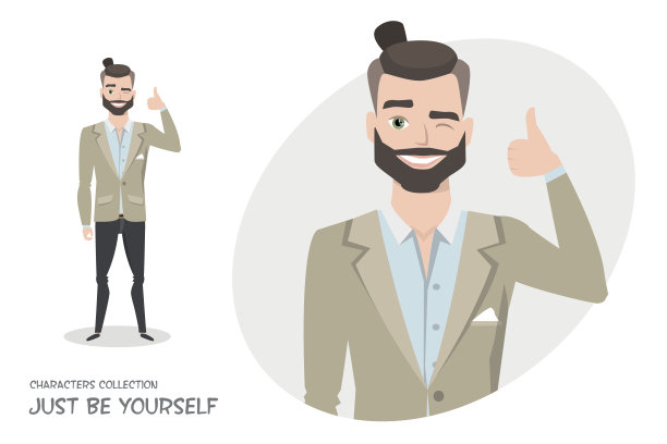 积极的家伙微笑和推荐。图片下载