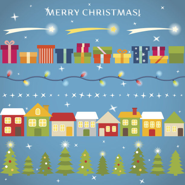 扁平风格的边界和分隔设置为圣诞节图片下载