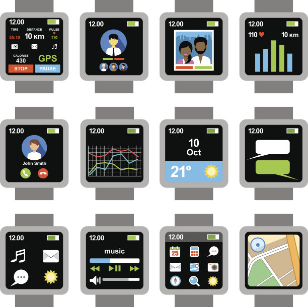 广场smartwatch。屏幕上的应用程序图片下载