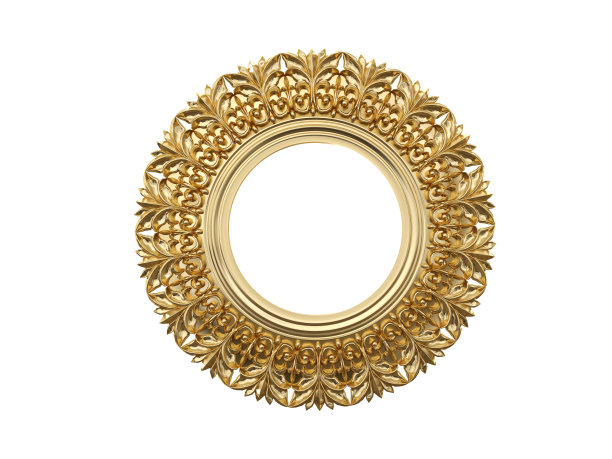 金色复古镜框，镜面。设计的复古元素。图片下载
