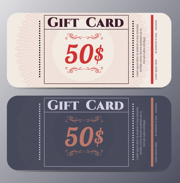 礼品券模板与复古模式图片下载