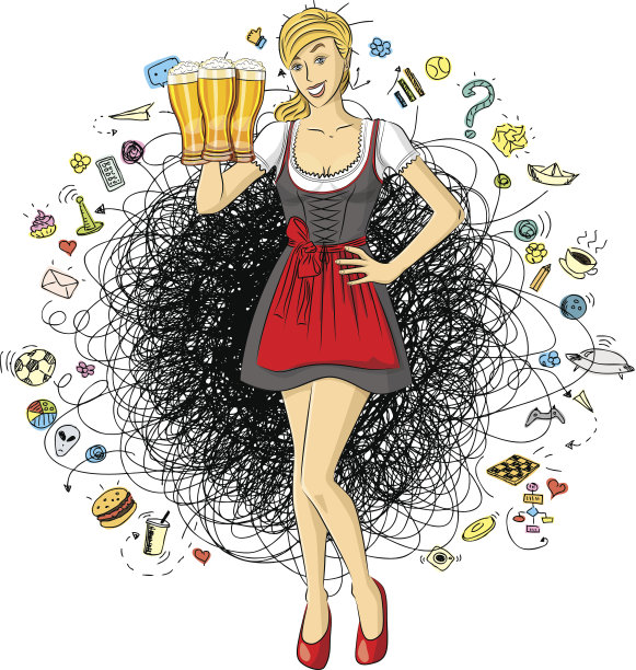 Vector可爱的女人在慕尼黑啤酒节图片下载