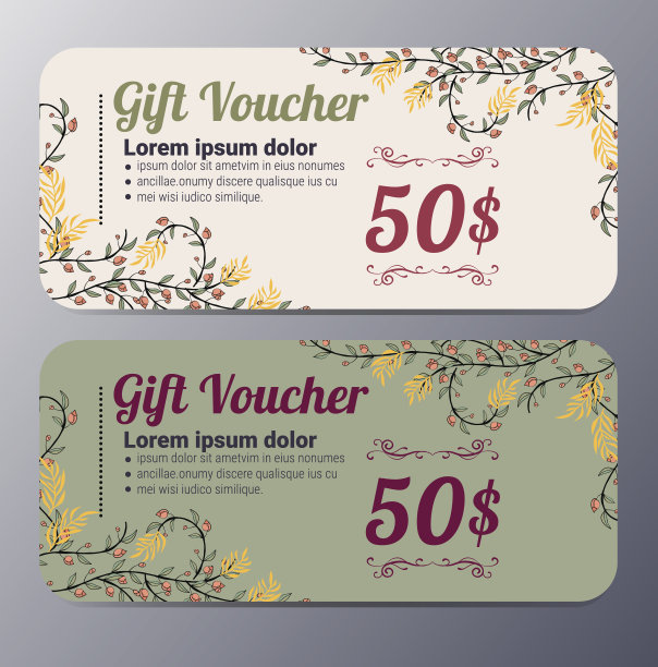 礼品券模板与复古模式图片下载