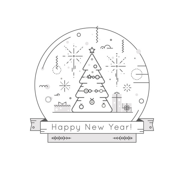 新年假期概念矢量插图在线条风格图片下载