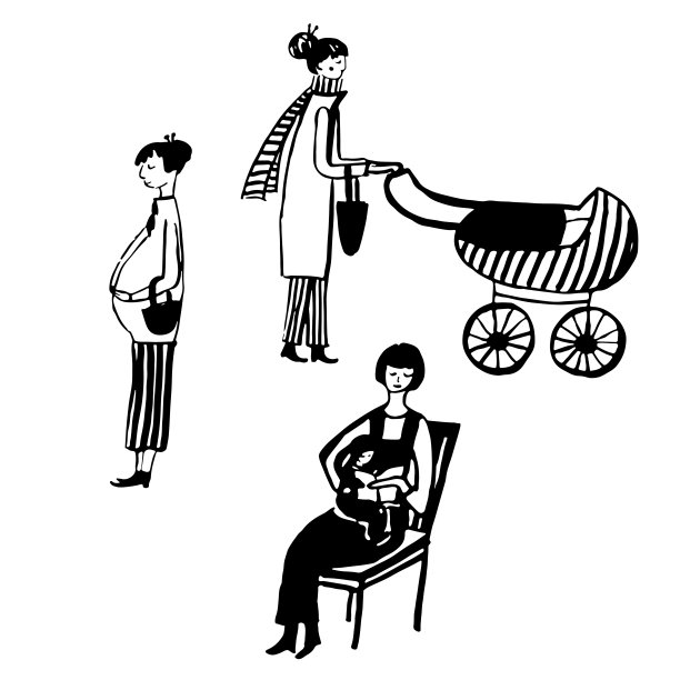 一套孤立的图片女子素描矢量插图图片下载