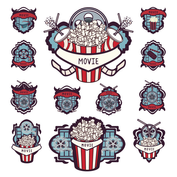 一组电影标志。图片下载