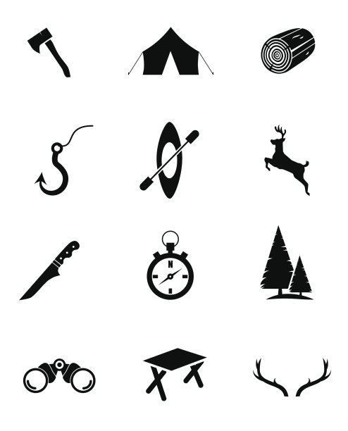 露营矢量图标集。图片下载